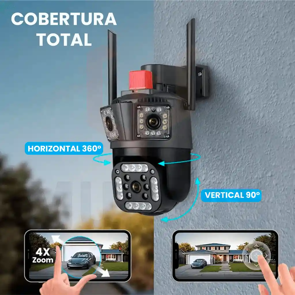 Cámara Triple Lente Full Hd Conexión 4g Sim Card 1080p