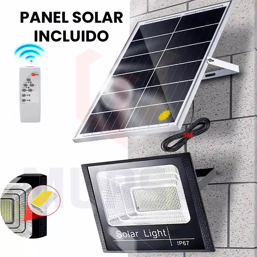 Reflector Solar Exterior 400w Led Lámpara Con Panel Solar