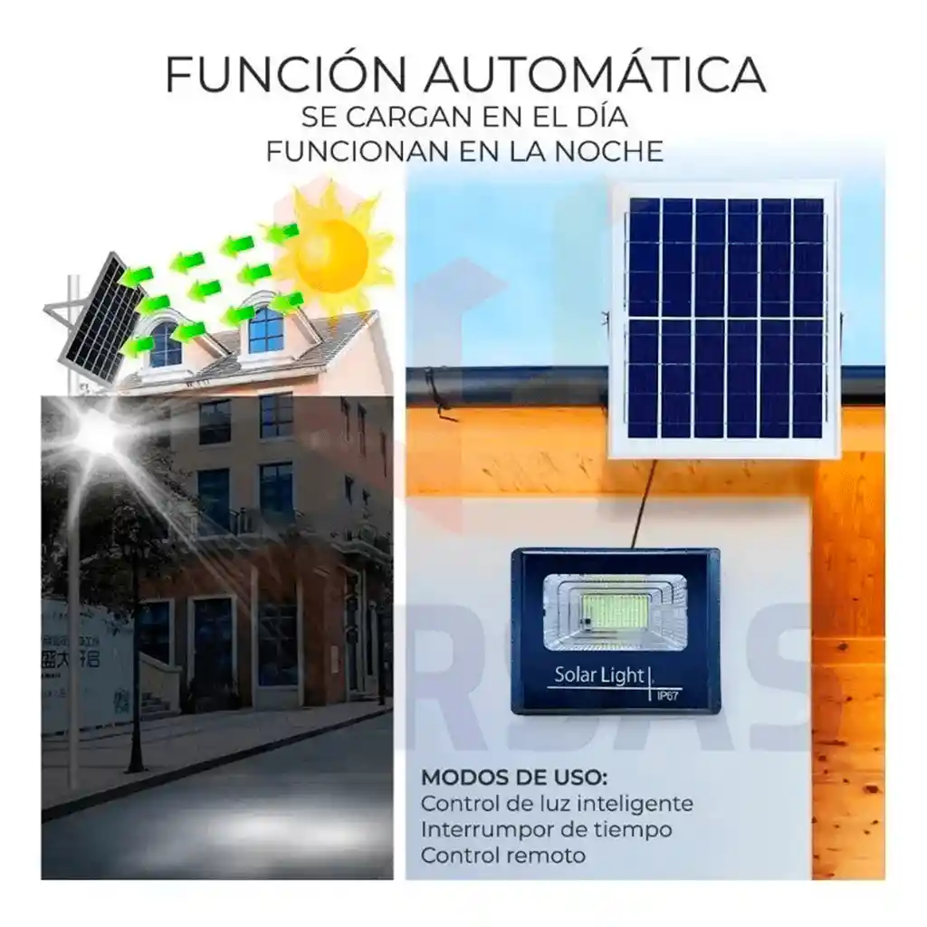 Reflector Solar Exterior 400w Led Lámpara Con Panel Solar