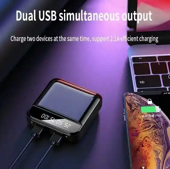 Batería Power Bank Externa Con Cable Portatil Iphone Android Carga Súper Rápida