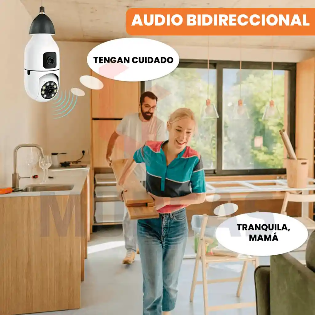 Camara Bombillo 2 Lentes Wifi Hd Vigilancia 360° Giratoria