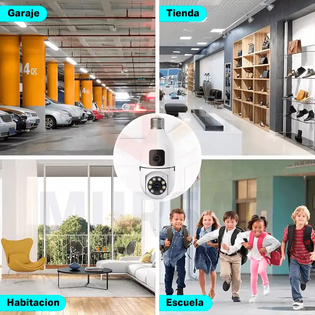 Camara Bombillo 2 Lentes Robotica Wifi Fullhd 1080p Ptz Zoom