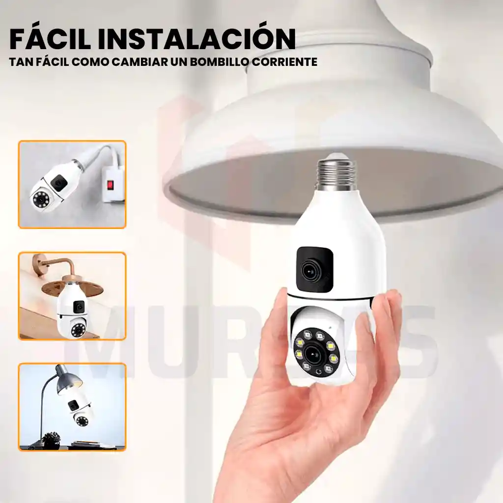 Camara Bombillo 2 Lentes Robotica Wifi Fullhd 1080p Ptz Zoom