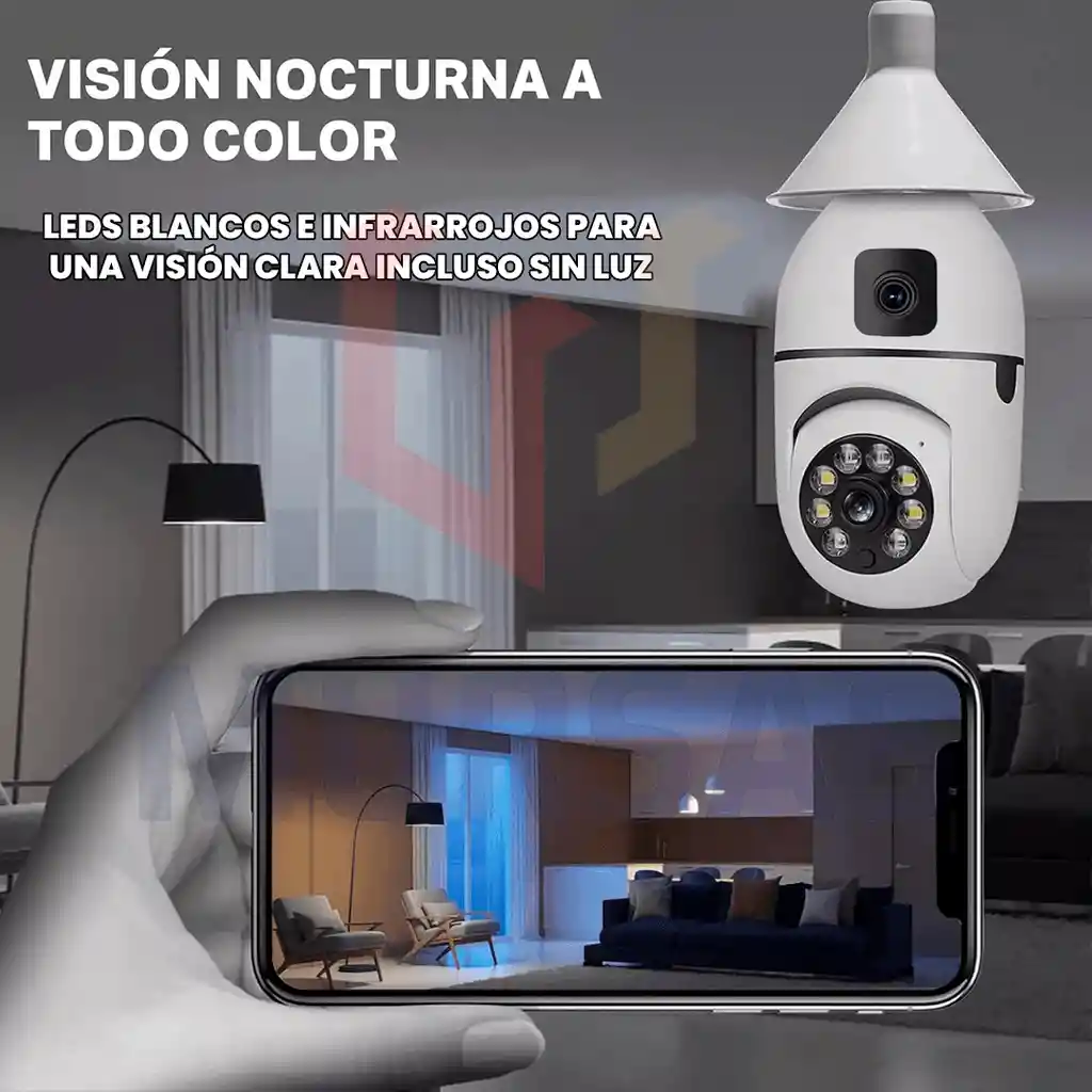 Camara Bombillo 2 Lentes Robotica Wifi Fullhd 1080p Ptz Zoom