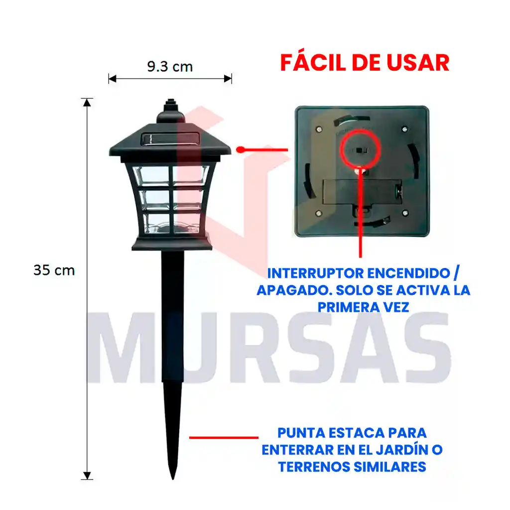 Estaca Led Solar Lámpara Impermeable Resistente Sol Y Agua