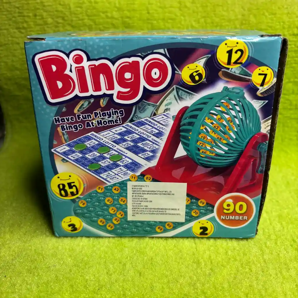 Juego De Bingo Familiar Y Amigos / Rueda De Numeros Y Cartones / Loteria