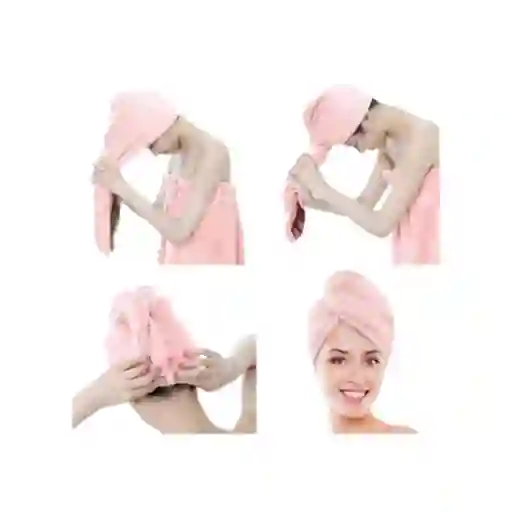 Toalla De Microfibra Turbante Para El Cabello Rosado