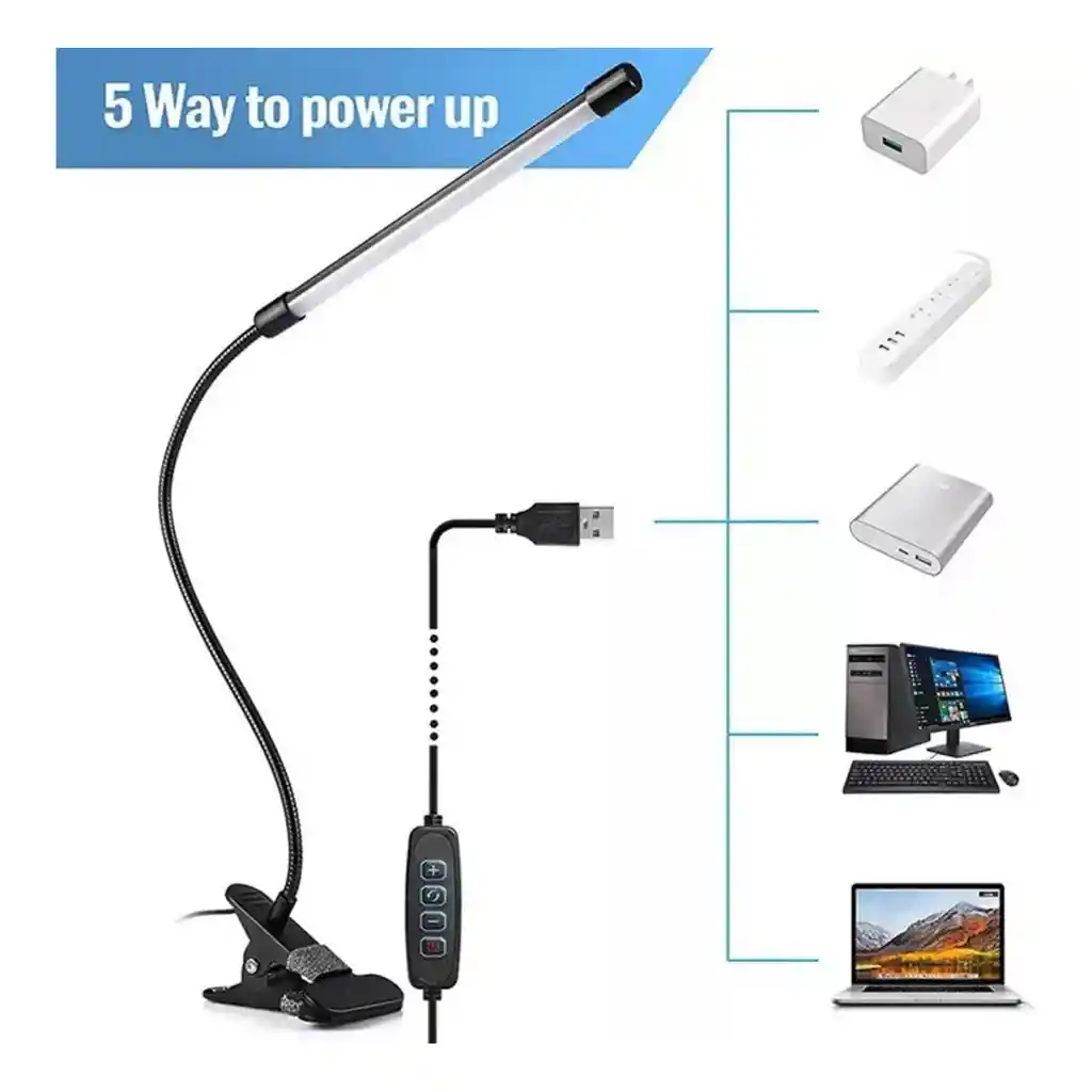 Lampara De Mesa Escritorio Led Flexible Con Adaptador Usb