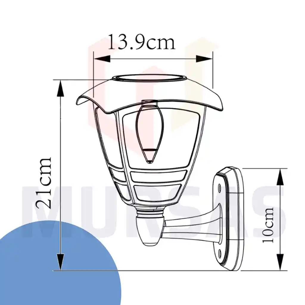 Farol Solar Pared Lampara Para Exterior Luz Led Calida