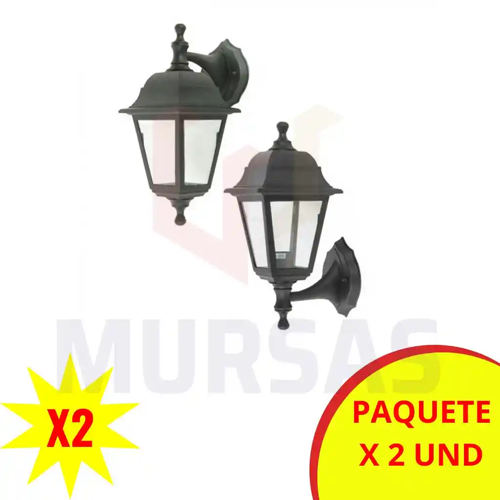 Lámpara Farol X2 Unidades Abs Pared Resistente Al Sol Y Agua