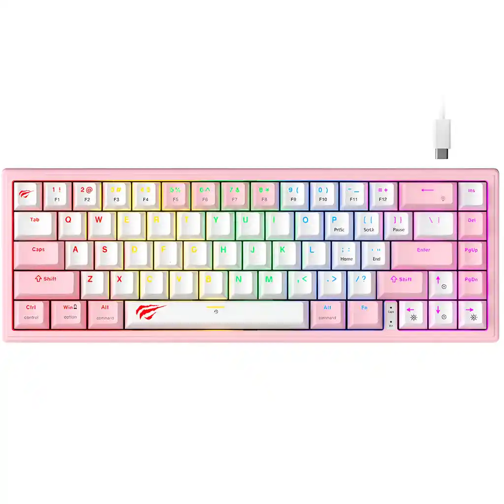 Teclado Mecánico Gamer Rosa Havit Kb874l Rgb