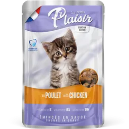 Alimento Humedo Plaisir Trozos Con Pollo En Salsa Para Gatitos- Pouch 100g