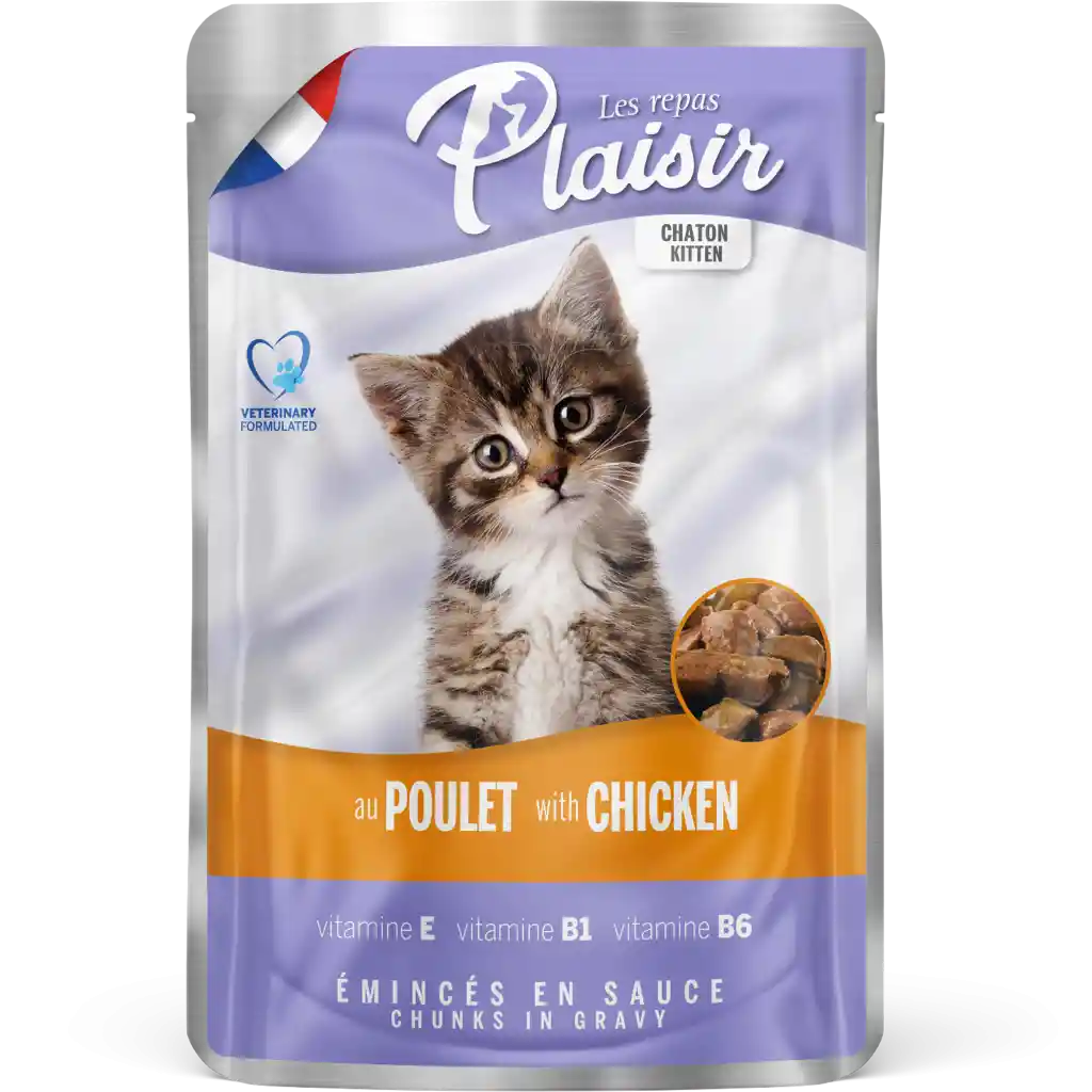 Alimento Humedo Plaisir Trozos Con Pollo En Salsa Para Gatitos- Pouch 100g