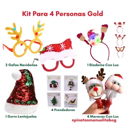 Kit Accesorios Navidad 4 Personas Gold