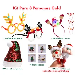 Kit Accesorios Navidad 8 Personas Gold