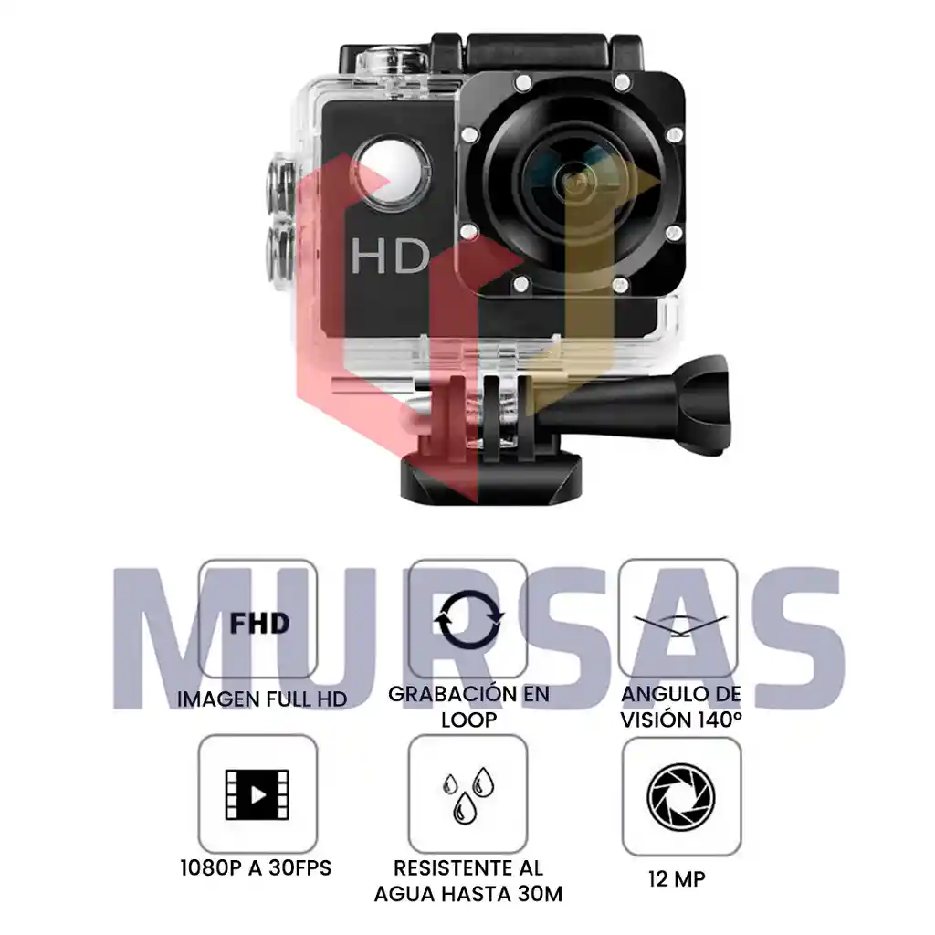 Videocamara De Accion Sumergible + Accesorios