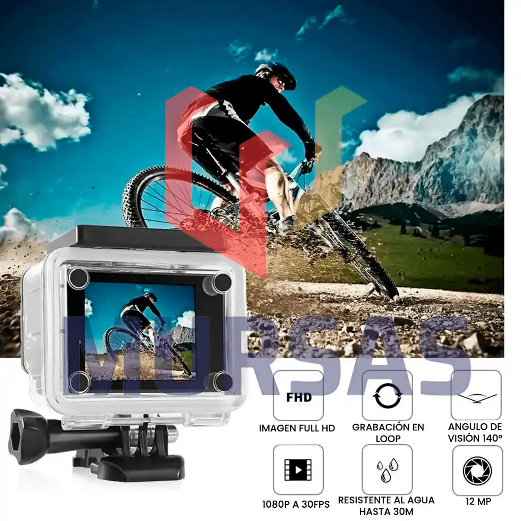 Videocamara De Accion Sumergible + Accesorios