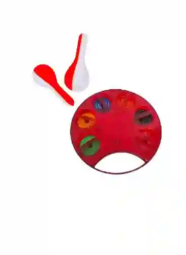 Pandereta Roja Con Maracas De Navidad