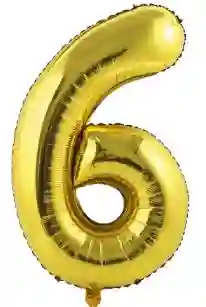 Globo Metalizado 16 Pulgadas Numero 6 Dorado