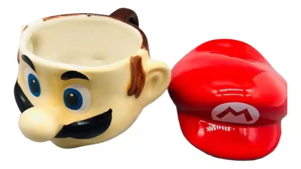 Mug Pocillo Taza Mario Bros Cabeza Cerámica Coleccionable 3d Taza Cafe