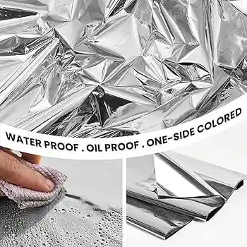 Mantel Papel En Aluminio Color Plateado Reutilizable 1.37mx1.83m