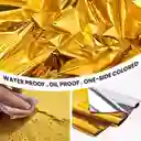Mantel Papel En Aluminio Color Dorado Reutilizable 1.37mx1.83m
