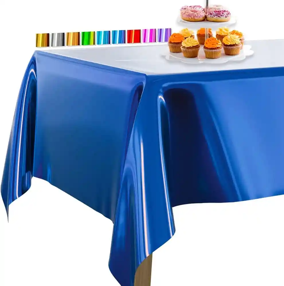Mantel Papel En Aluminio Color Azul Rey Reutilizable 1.37mx1.83m