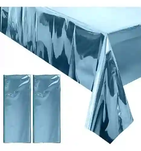 Mantel Papel En Aluminio Color Azul Claro Reutilizable 1.37mx1.83m