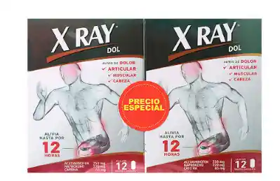 X-ray Dol Analgésico Acetaminofén + Ibuprofeno + Cafeina 250mg/250m/65mg X 24 Tabletas