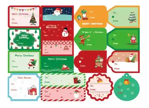 Sticker Etiqueta " De, Para" Para Regalos De Navidad