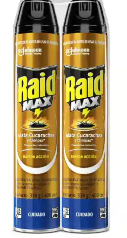 Insecticida Aerosol Cucarachas Raid 2 Und X 400 Ml Cada Una