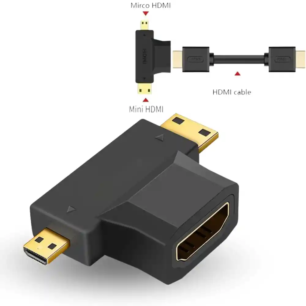 Adaptador Convertidor 3 En 1 Hdmi A Mini Hdmi Y Micro Hdmi
