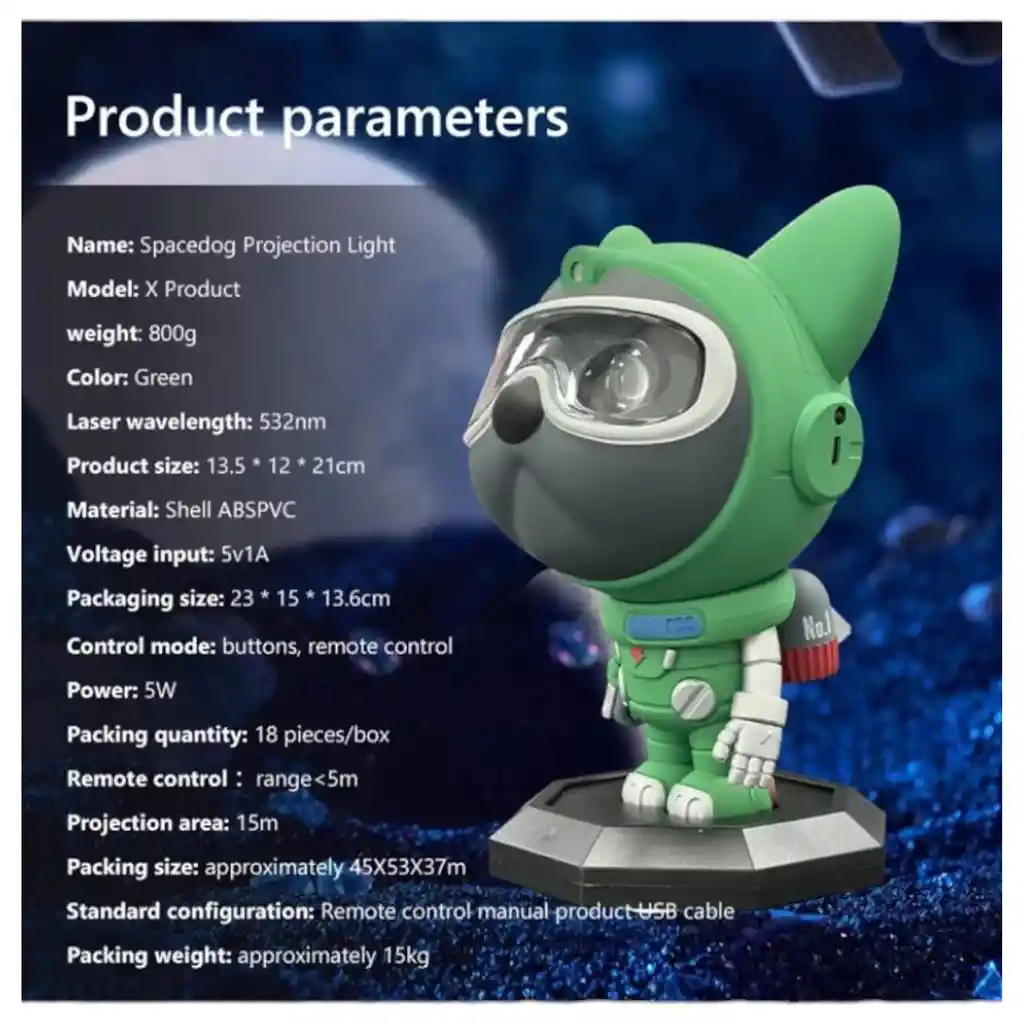 Lampara Perro Astronauta Proyector De Nebulosa Y Galaxia