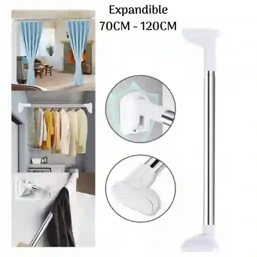 Tubo Barra Soporte Expandible Ajustable Multiusos Para Colgar Ropa 70 Cm X 120 Cm