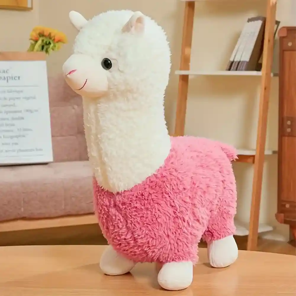 Juguete De Peluche Kawaii Diseño De Llama Blanco Y Rosado De 25 Cm