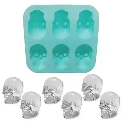 Molde Silicona 3d: 6 Calaveras Hielo, Chocolates, Whisky