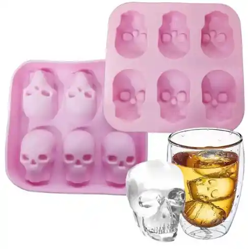 Molde Silicona 3d: 6 Calaveras Hielo, Chocolates, Whisky