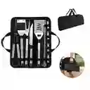 Set Parrilla Bbq 14 Piezas Utensilios De Acero Con Maletin Kit Asados Parrillero