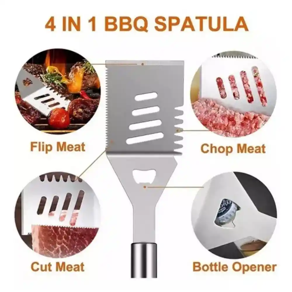 Set Parrilla Bbq 14 Piezas Utensilios De Acero Con Maletin Kit Asados Parrillero