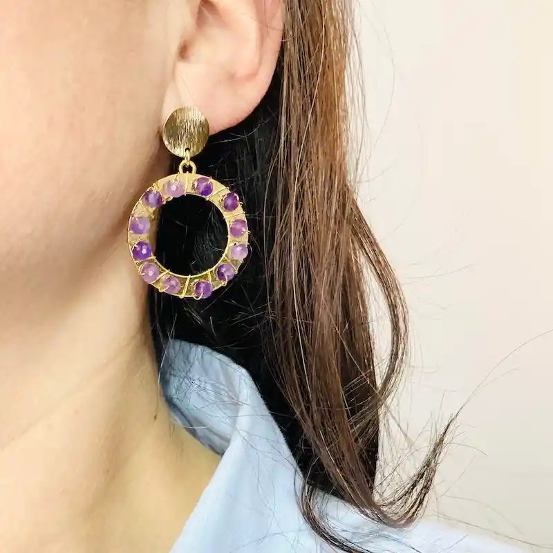 Aretes "rueda" De Amatista