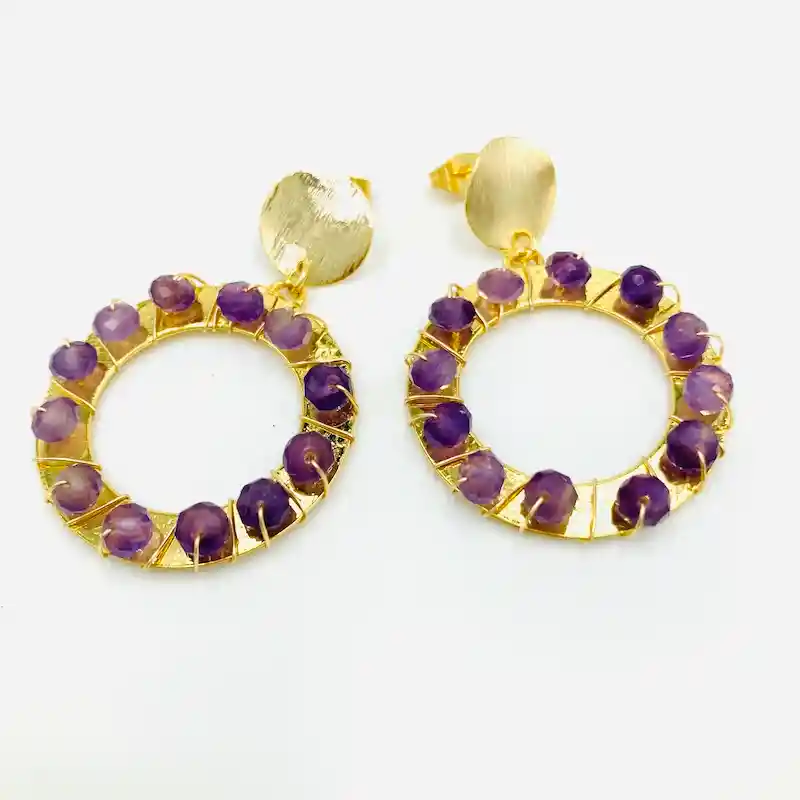 Aretes "rueda" De Amatista