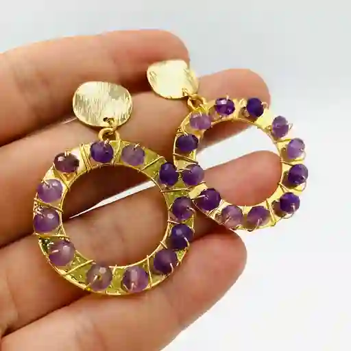 Aretes "rueda" De Amatista