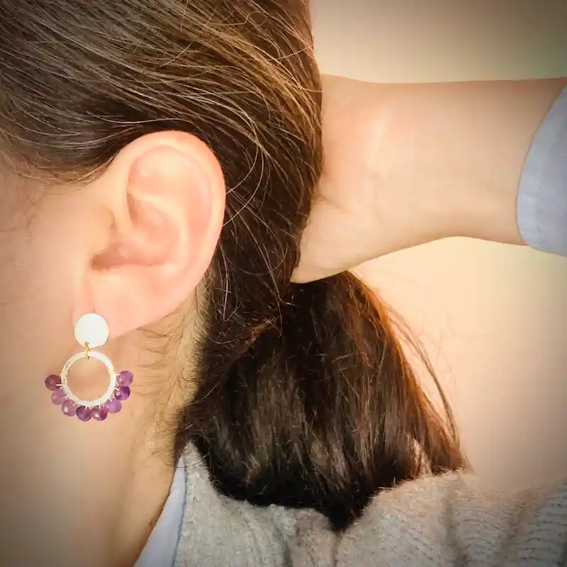 Aretes "tulipán" De Amatista