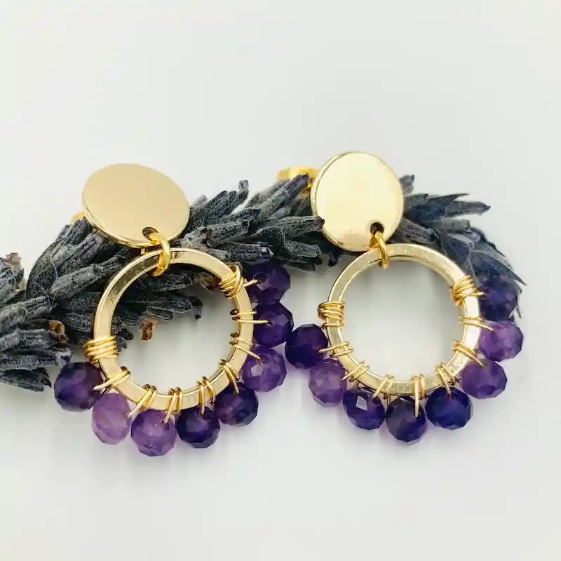Aretes "tulipán" De Amatista