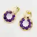 Aretes Dorados Con Piedras Amatista Natural