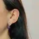 Aretes Ovalos Dorados Con Piedra Amatista