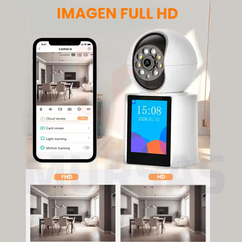 Cámara Con Pantalla Videollamada Seguridad Vigilancia 24/7