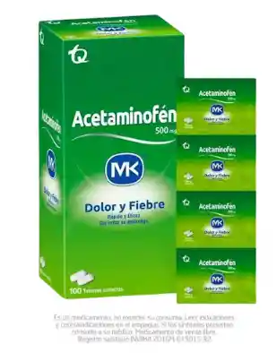 Acetaminofén Adultos Mk 500mg Fracción X 10 Tabletas
