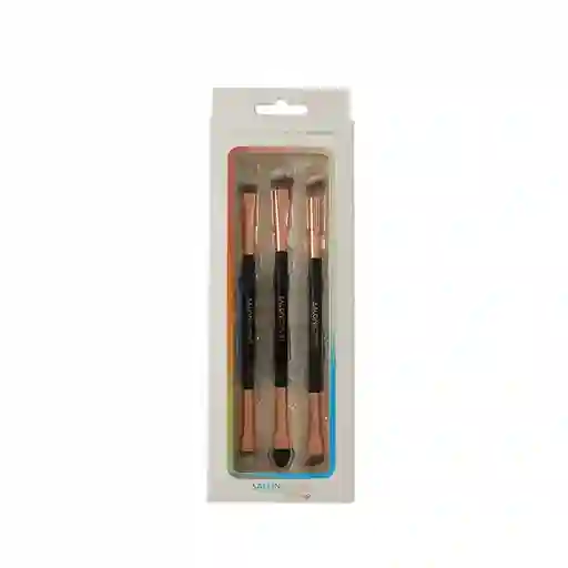 Kit De Brochas Para Ojos Salon Expert Negro Dorado 3 Unidades