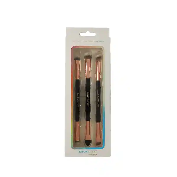 Kit De Brochas Para Ojos Salon Expert Negro Dorado 3 Unidades